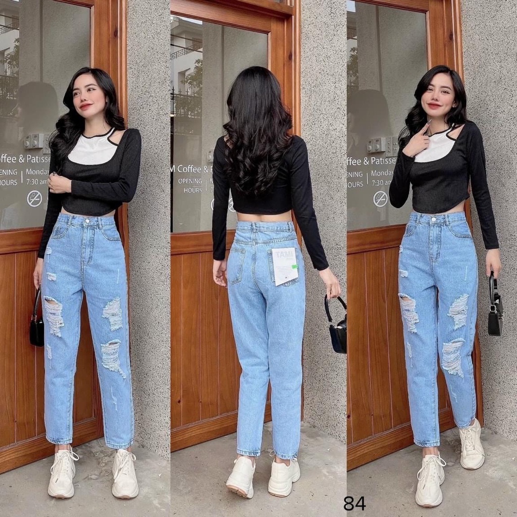 🔥Baggy Jeans Lưng Cao Rách Nhiều | BigBuy360 - bigbuy360.vn