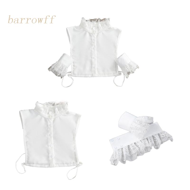 Brroa Set 2 Áo Sơ Mi Cổ Đứng Cột Dây Giả Tay Áo Giả Họa Tiết Cánh Hoa Ngọt Ngào Cho Nữ