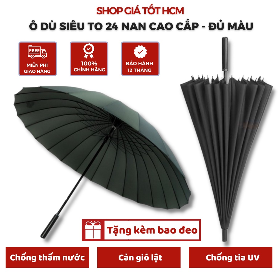 Ô dù cỡ lớn 24 nan, Siêu to, Loại tốt, Kiểu dáng đẹp, Chống thấm nước, Chống tia UV bảo vệ da hiệu - Lỗi 1 đổi1