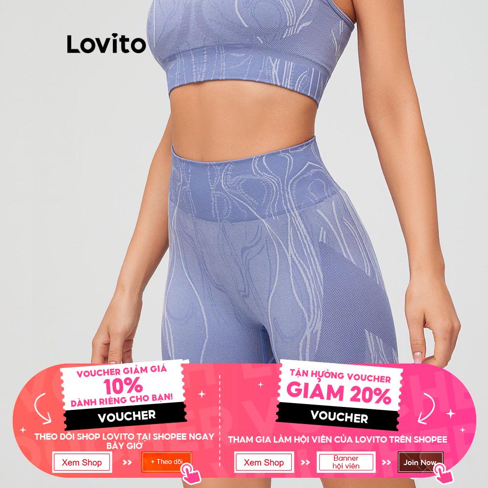 Quần short thể thao Lovito L11100 lưng cao nhanh khô màu xanh dương