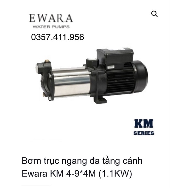 Máy bơm trục ngang đa tầng cánh ewala 1.1kw KM4-9x4M