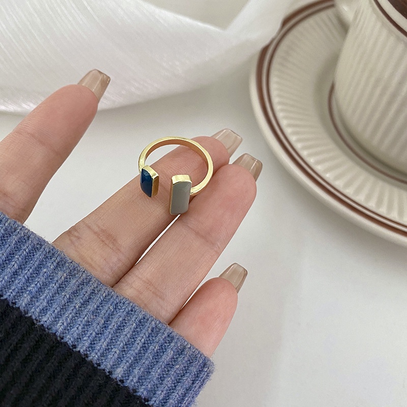 Nhẫn Hở Chạm Khắc Tinh Xảo Hình Học Đơn Giản Có Thể Điều Chỉnh Phong Cách Retro