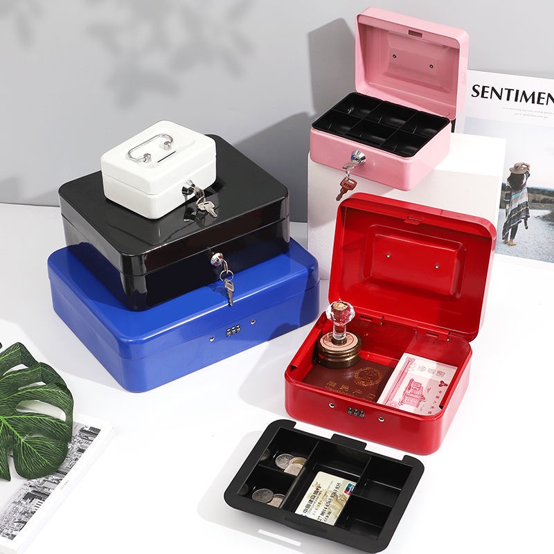Hộp Thiếc Mini Đựng Tiền Tiết Kiệm Có Khóa An Toàn