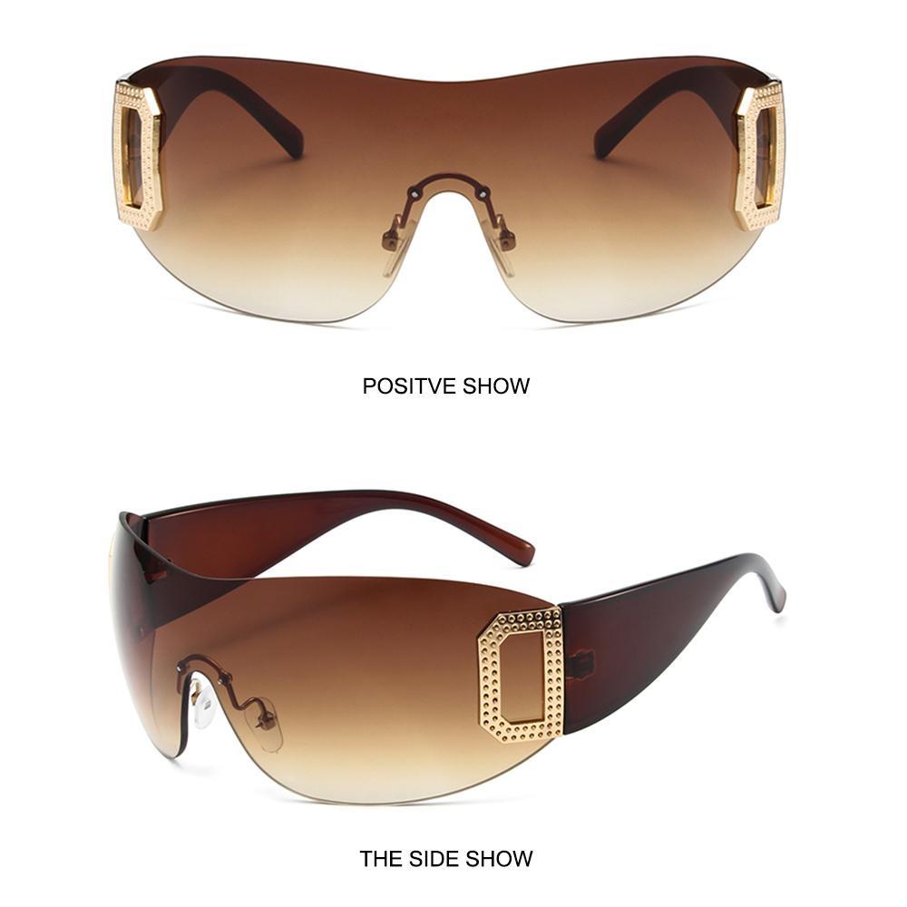 Kính Mát Không Gọng Chống Tia UV400 Y2K Phong Cách Retro Thời Trang