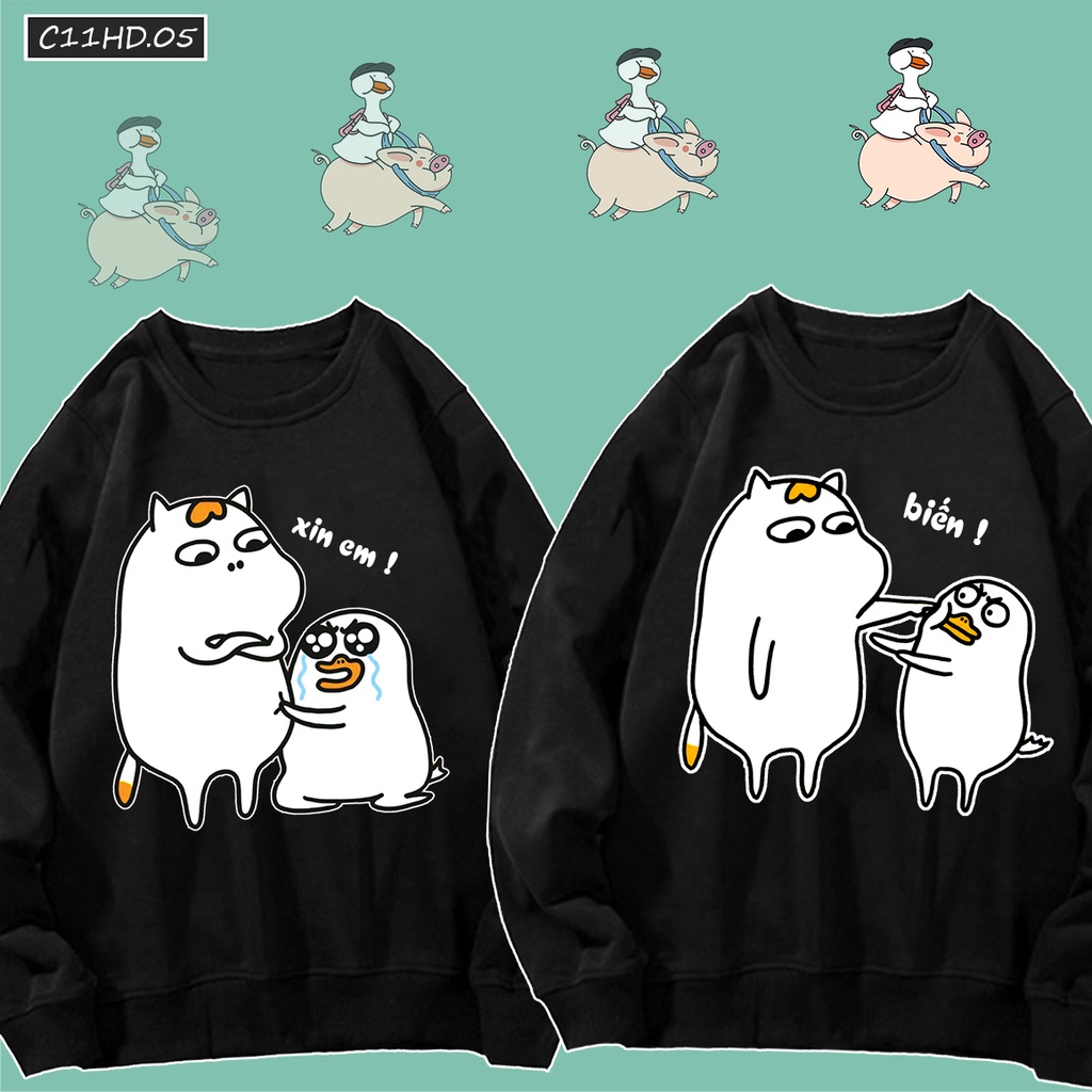 áo dài tay áo cặp màu đen XIN EM - BIẾN form rộng sweater C11HD.05