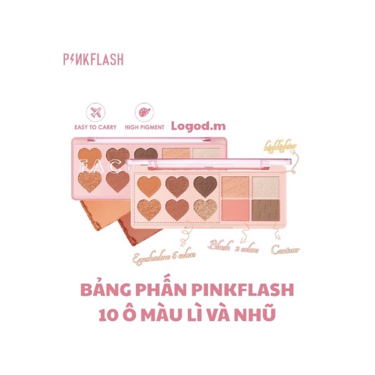 😈SĂN SALE😈Bảng Phấn Mắt PINKFLASH 10 Ô Nhũ Và Lì - Logod.m