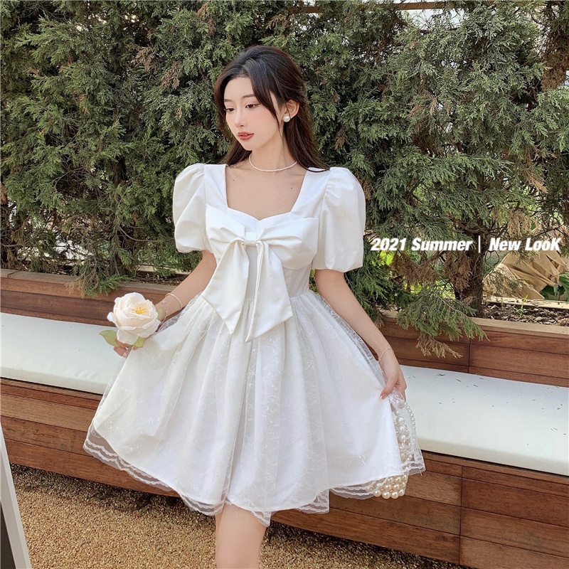 Đầm Công Chúa Phối Ren Và Nơ Hàn Quốc đầm dạ hội đầm dự tiệc DAH88