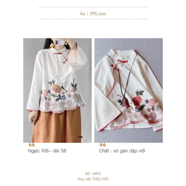 Áo xô Thêu nổi toàn bộ. Hàng chuẩn loại 1. Phù hợp chụp ảnh/thiền/trà đạo/đi lễ