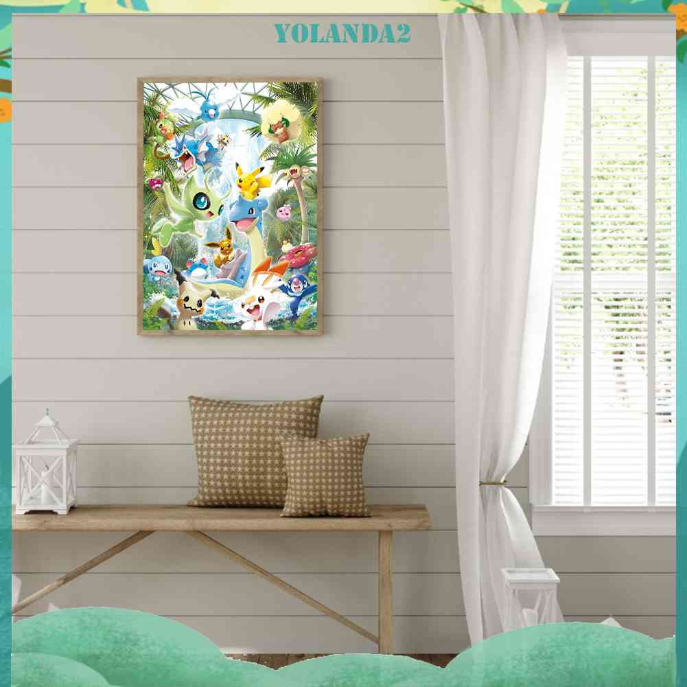 Tranh Đính Đá Kim Cương Toàn Bộ 5D DIY Hình Pokemon