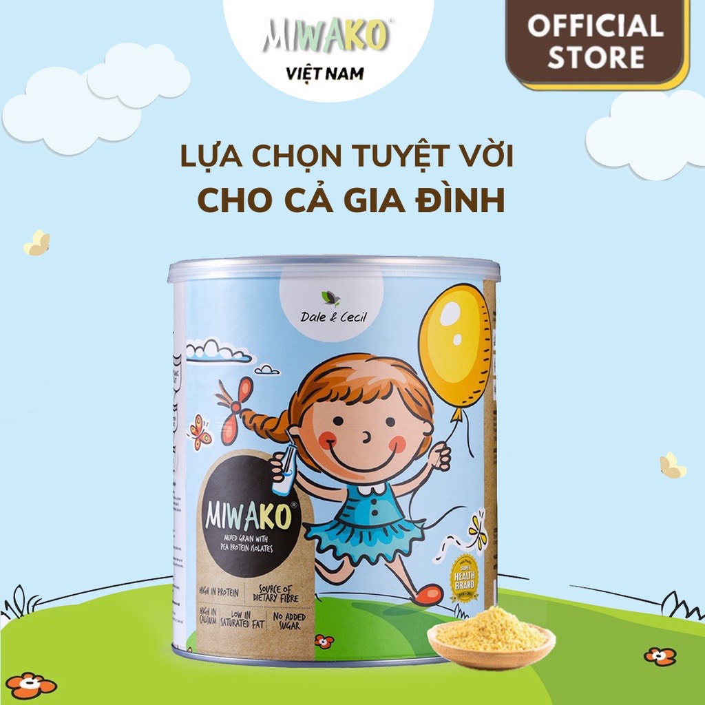 Sữa Hạt Miwako Vị Gạo Hộp 700g + Gói Sữa Dùng Thử Miwakoko Vị Cacao 30g + Miwako A+ Vị Vani 30g - Miwako Official Store