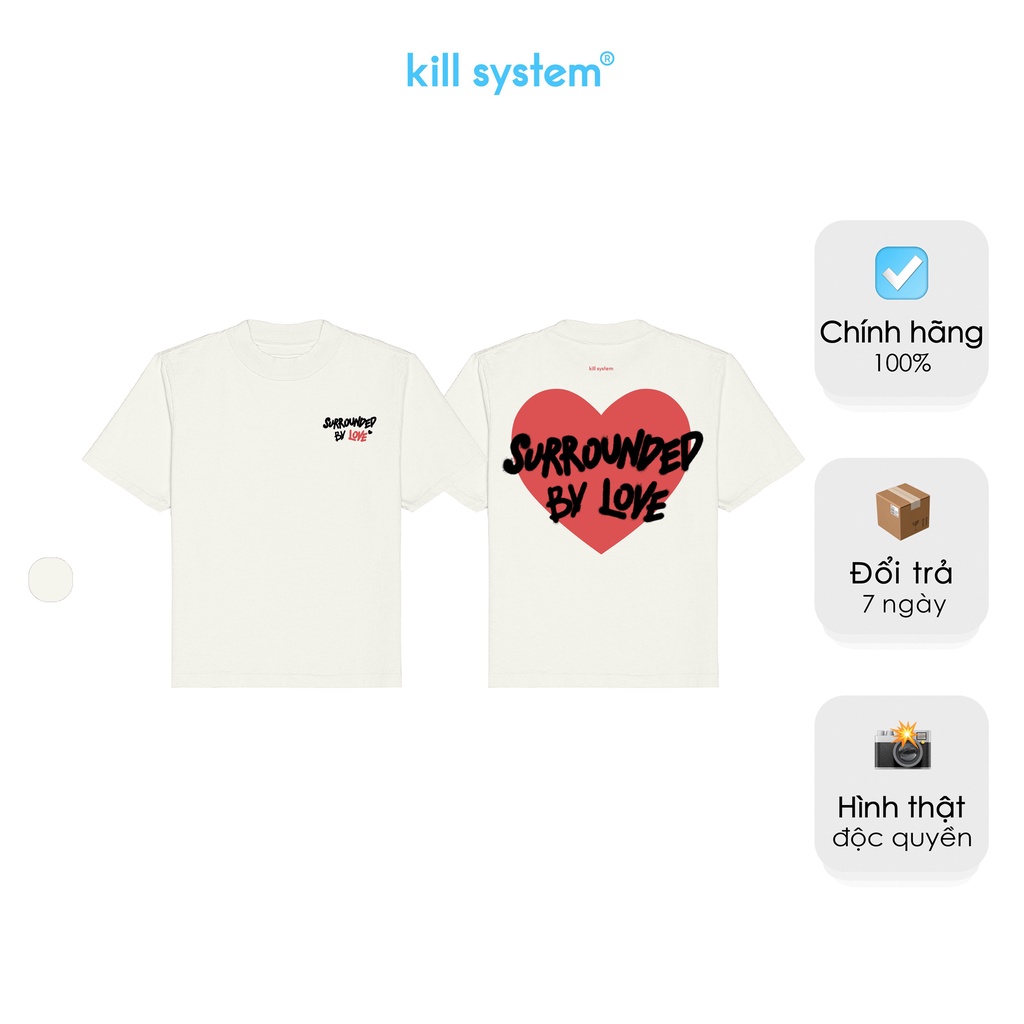 Áo thun form rộng màu kem Feeling Love oversize nam nữ t-shirt Killsystem