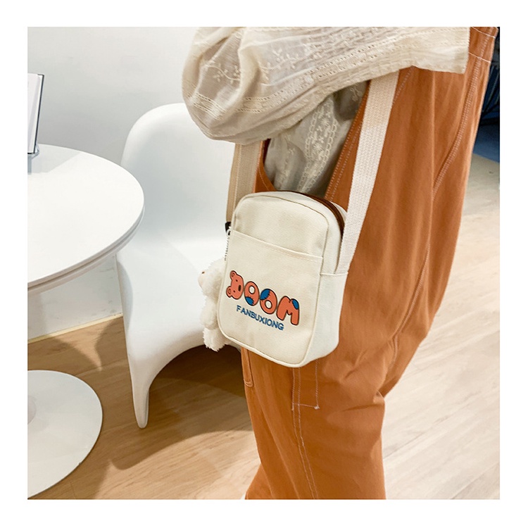 Túi Đeo Chéo Vai Bằng Vải Canvas Thời Trang Dễ Phối Đồ Phong Cách Harajuku Cho Nữ