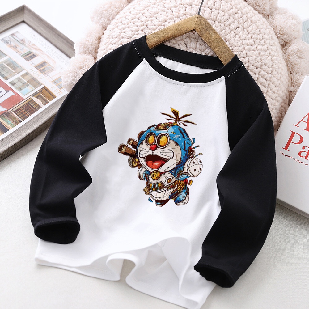 Áo Thun Dài Tay Họa Tiết doraemon Xinh Xắn Dành Cho Bé