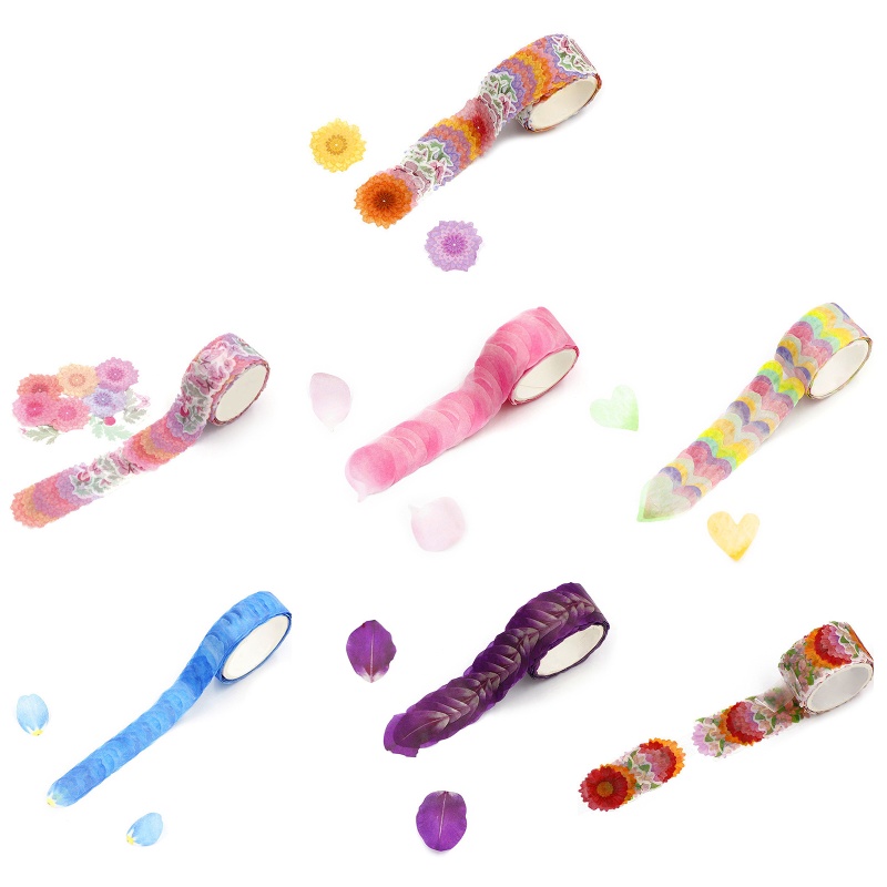 Cuộn 200 Miếng Dán Hình Cánh Hoa Trang Trí Sổ Tay DIY