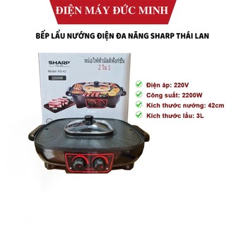 Nồi Lẩu Điện Nướng Đa Năng Sharp - KS42, Nồi Lẩu Nướng 2 Trong 1, Công suất 2200W, Bảo Hành 12 Tháng