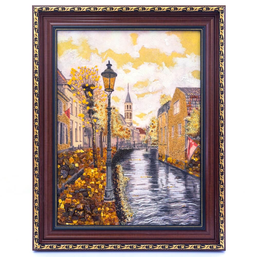 Tranh hổ phách “Venice chiều thu” 78cm x 98cm