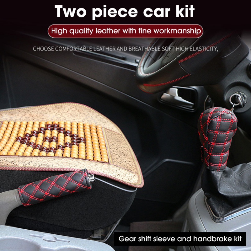 Set 2 Bọc Tay Nắm Cần Số Xe Hơi Giả Da Thêu Họa Tiết