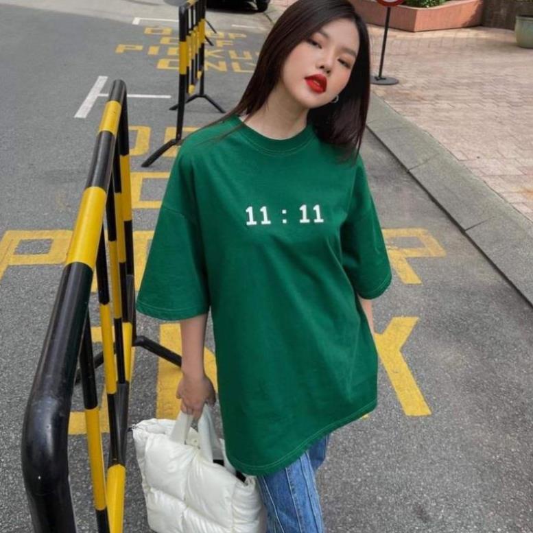 [ Rẻ Vô Địch ] Áo Thun 3158 Cotton Khô Form Rộng Nam Nữ Unisex In Chữ 11:11