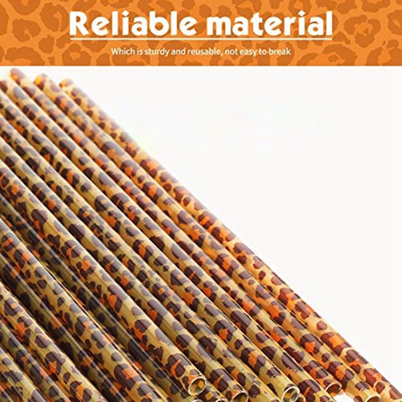 Ống Hút Nhựa In Họa Tiết Động Vật Hoang Dã Kèm Cọ Vệ Sinh