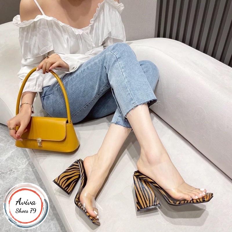 Guốc tam giác ngựa vằn 9cm siêu hót H2STORE.