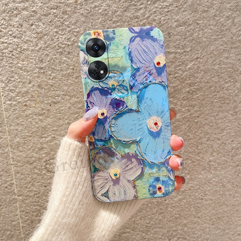 Ốp Điện Thoại Mới Cho OPPO Reno 8T 5G / Reno8 T 4G / Reno8T INS Tranh Sơn Dầu Hoa Silicon Bảo Vệ Mềm
