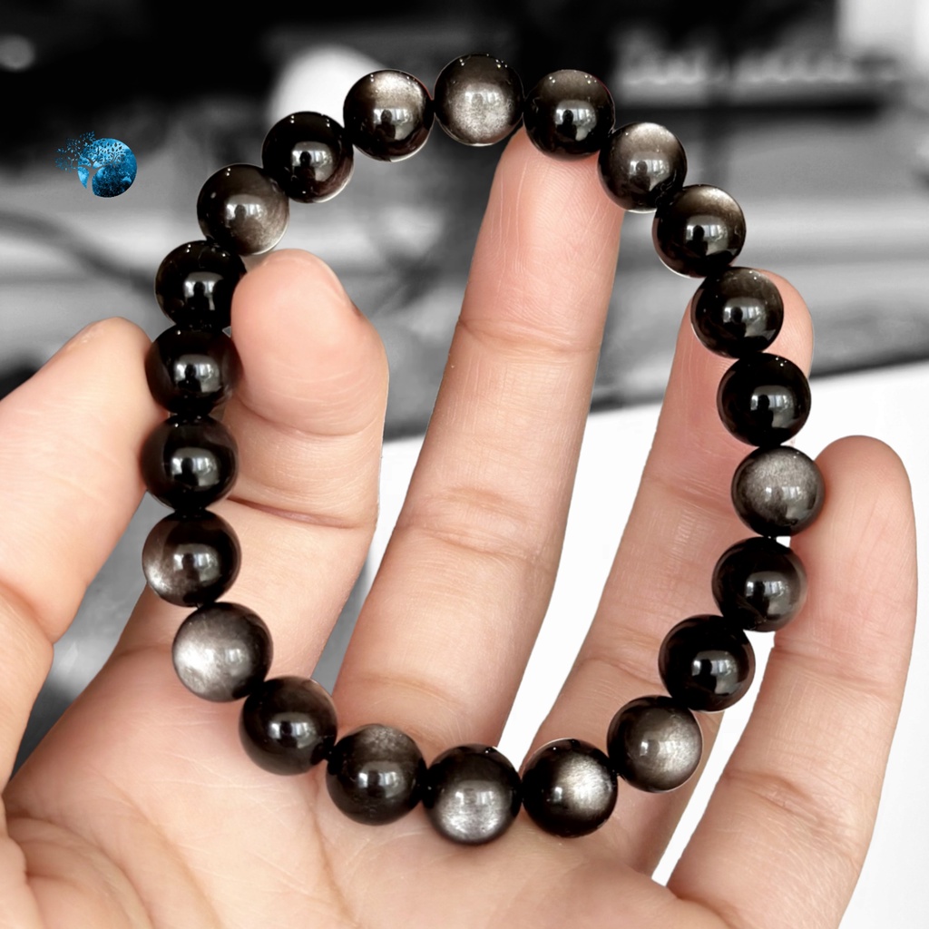 Vòng tay đá silver obsidian 8mm