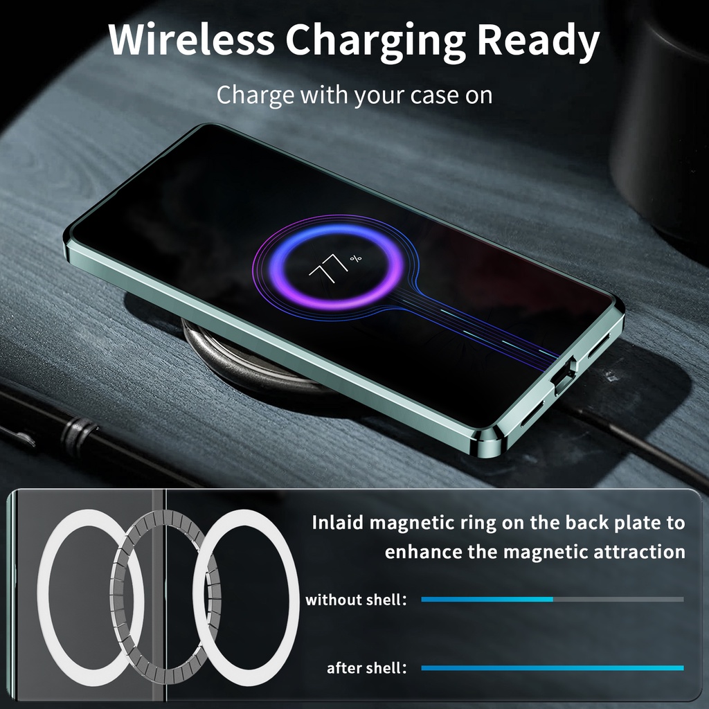 Ốp Điện Thoại Hợp Kim Nhôm Mặt Kính Từ Tính Siêu Mỏng Cho Samsung Galaxy S23 Ultra S23 Plus S22 Ultra
