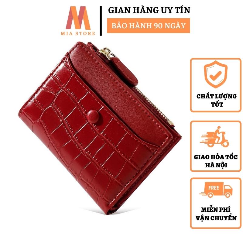 Ví nữ gập đôi dáng ngắn, bóp da nữ nhiều ngăn đựng thẻ cầm tay có khóa kéo da PU cao cấp sang trọng nhỏ gọn MW1040