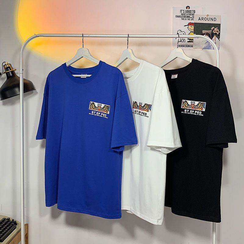 Áo Thun 100% Cotton Tay Ngắn Dáng Rộng Phong Cách Thời Trang Retro Mùa Hè