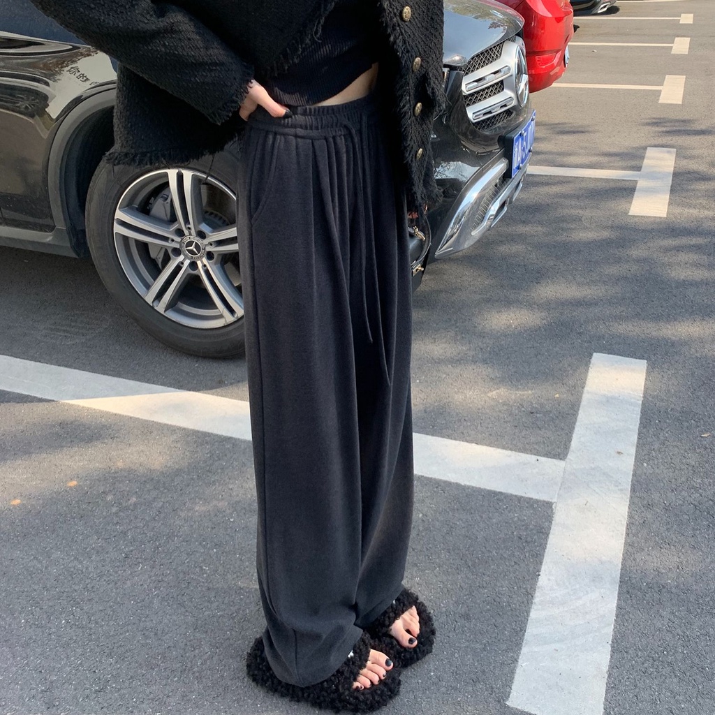 SUXI Quần ống rộng Lưng Cao Thiết Kế Đơn Giản Thời Trang Cho Nữ