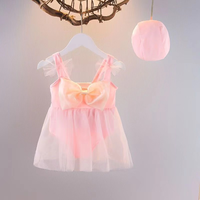 Bikini Bộ Đồ Bơi Một Mảnh Màu Hồng Ngọt Ngào Dễ Thương Phong Cách Hàn Quốc Cho Bé Gái 2-7 Tuổi