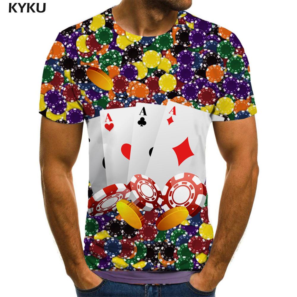 Áo Thun Tay Ngắn In Hình Lá Bài Poker 3d Nhiều Màu Sắc Vui Nhộn Cho Nam