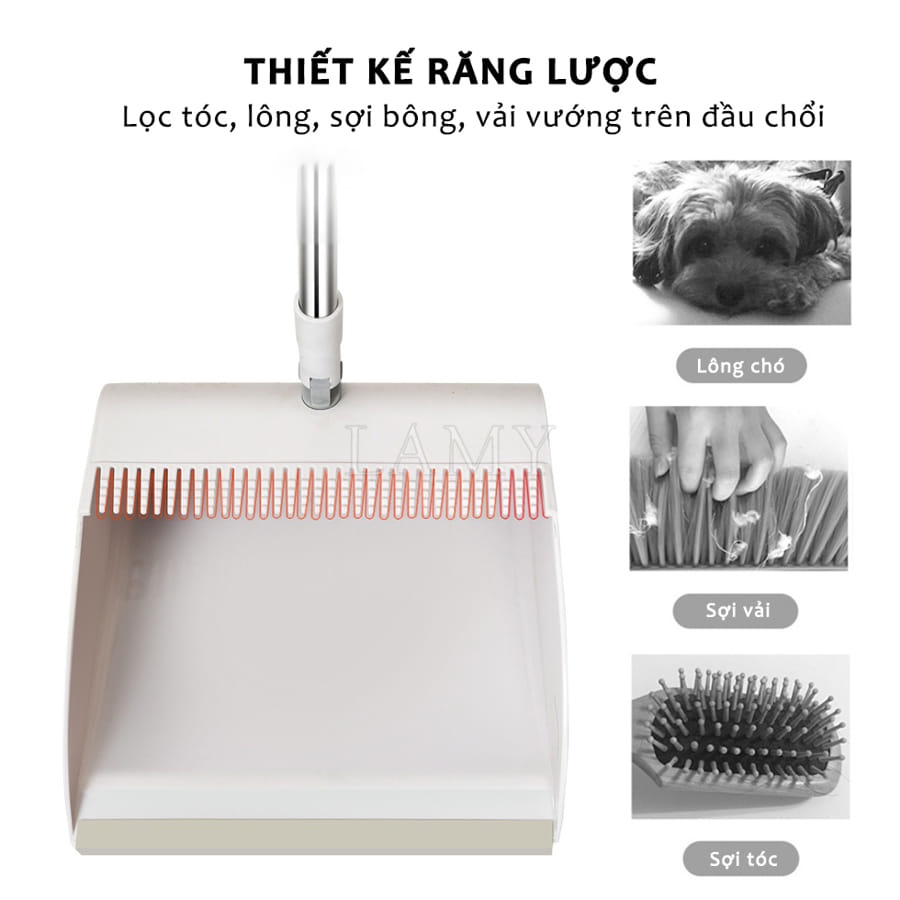 Chổi Quét Nhà Thông Minh 2 in 1 Xoay 180 Độ, Chất Liệu Nhựa Cao Cấp Kèm Hót Rác Cán Dài Gấp Gọn Tiện Dụng