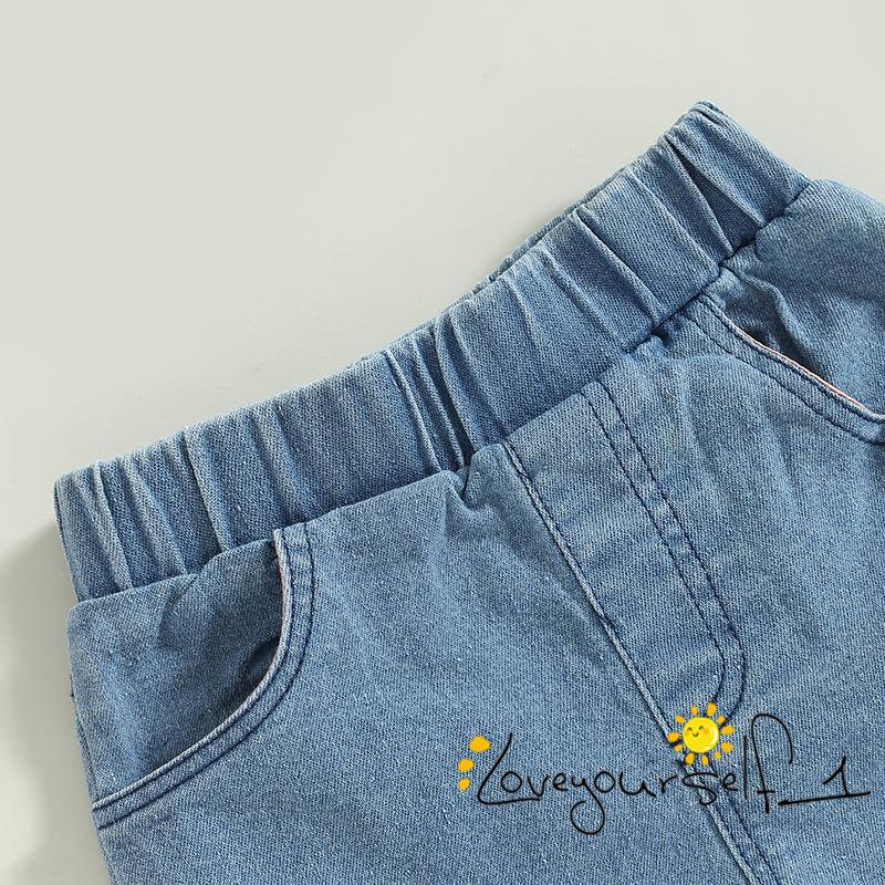 Bộ Áo Hai Dây Phối Ren + Quần Short Denim Co Giãn Thời Trang Mùa Hè Cho Bé B930G