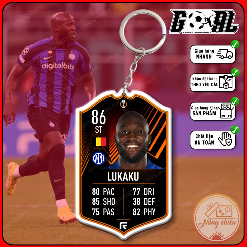 Thẻ icon bóng đá gaming - Móc khóa in hình Romelu Lukaku -CLB Inter Milan[9713-9724]