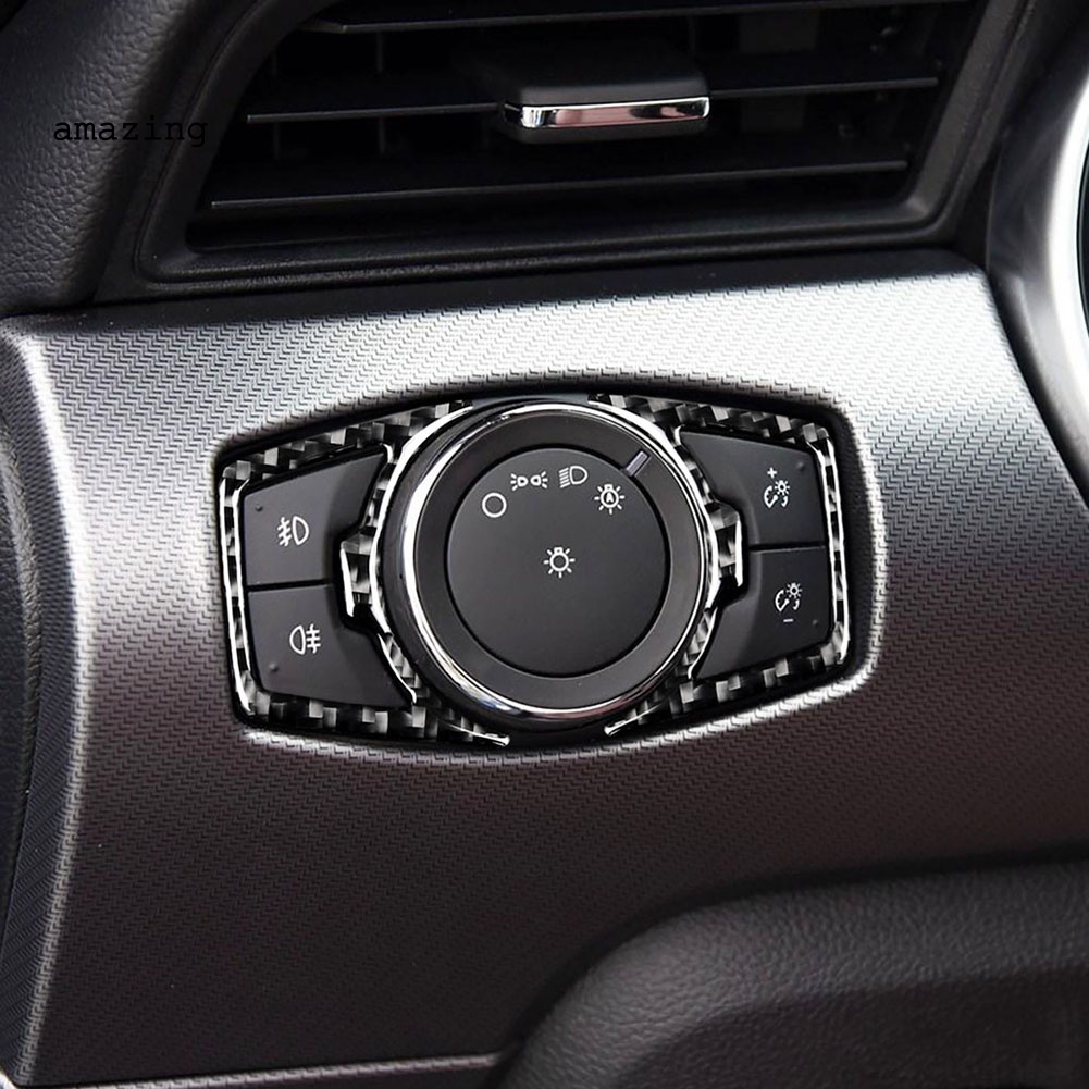 1 Cặp Miếng Dán Trang Trí Đèn Pha Xe Hơi Ford Mustang 2015-2019 Bằng Sợi Carbon