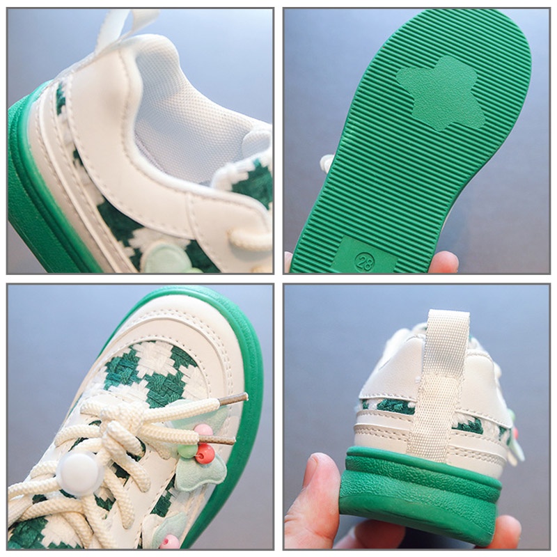 Bololo Giày Thể Thao Trắng Thắt Nơ Phong Cách Hàn Quốc Thời Trang Cho Bé Gái