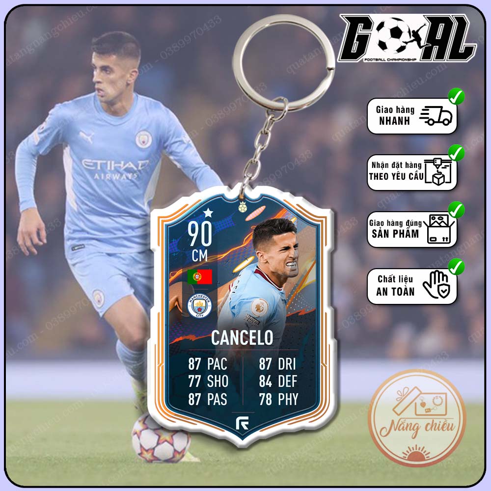 Móc khóa in hình cầu thủ Joao Cancelo  - CLB Bayern München - Thẻ bóng đá icon huyền thoại [6713-6724]