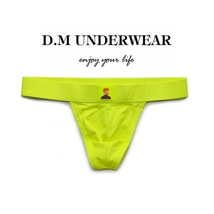 N001 Men's Underwear Low Waist Sexy Solid Color Cartoon Head Cute Tee Pants Quick Drying Mesh Breathable Single Tee Pants