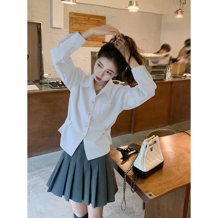 Áo Kiểu Tay Dài Dáng Ngắn Phong Cách Thời Trang Mùa Xuân Mới Cho Nữ