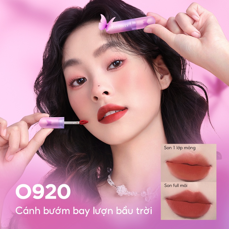 Bộ 4 son bùn nhung mịn COLORKEY lâu trôi phiên bản cánh bướm giới hạn 2g * 4