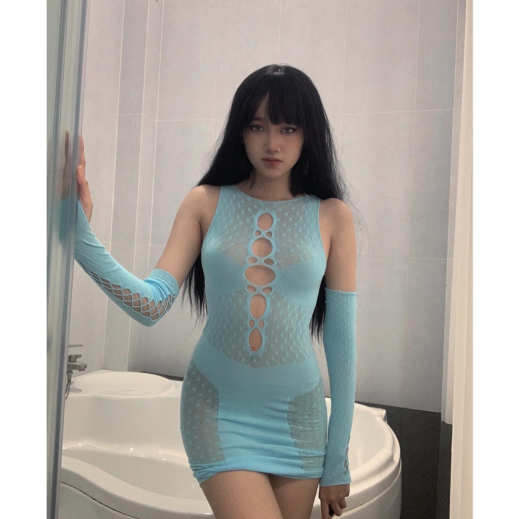 Đồ ngủ sexy QUENQUEN đồ ngủ nữ ren lưới màu đen freesize 1195 | BigBuy360 - bigbuy360.vn