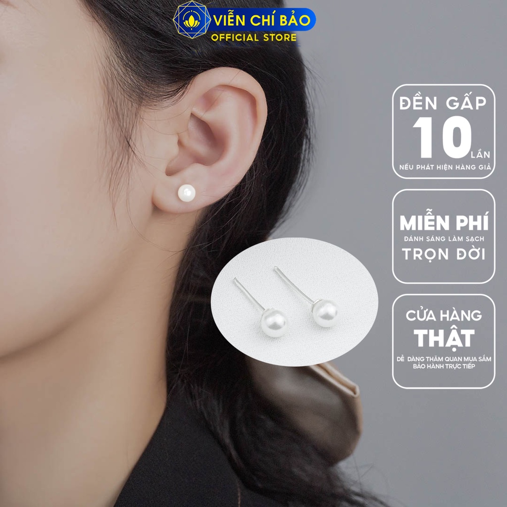 Bông tai nụ hạt châu nhỏ chất liệu bạc 925 thời trang phụ kiện trang sức Viễn Chí Bảo B400135