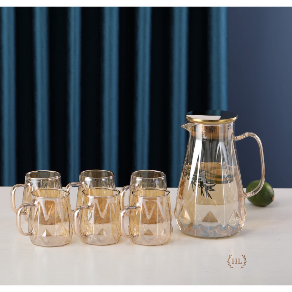 Bình cốc thuỷ tinh phong cách NORDIC Quả Trám | Bộ Bình Ly Thuỷ Tinh Chịu Nhiệt Tạo Hình Dãy Núi(Mix Lẻ) , gia dụng deco