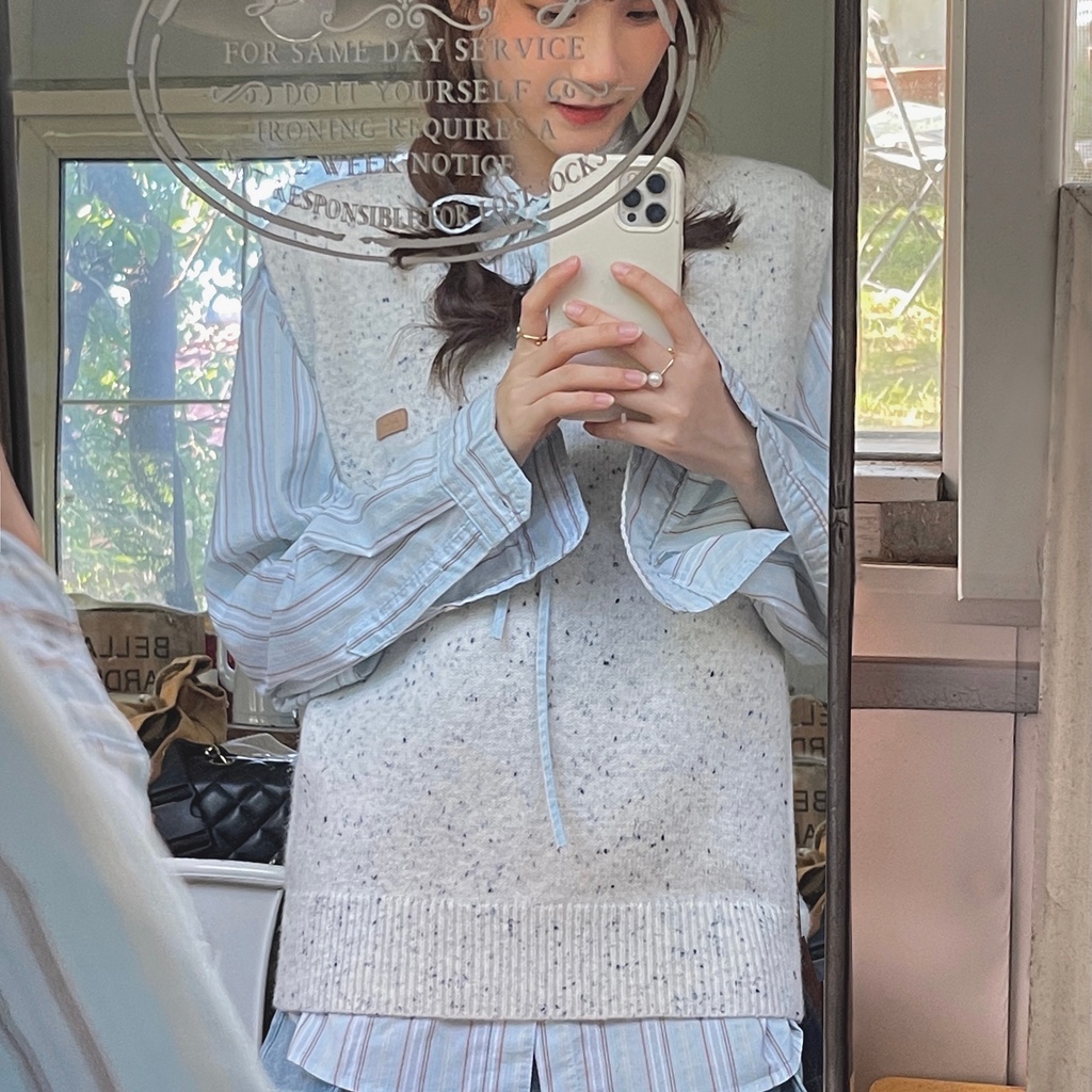 Áo sơ mi SUXI tay dài họa tiết kẻ sọc phong cách Hàn Quốc cổ điển thời trang mùa xuân dành cho nữ oversize