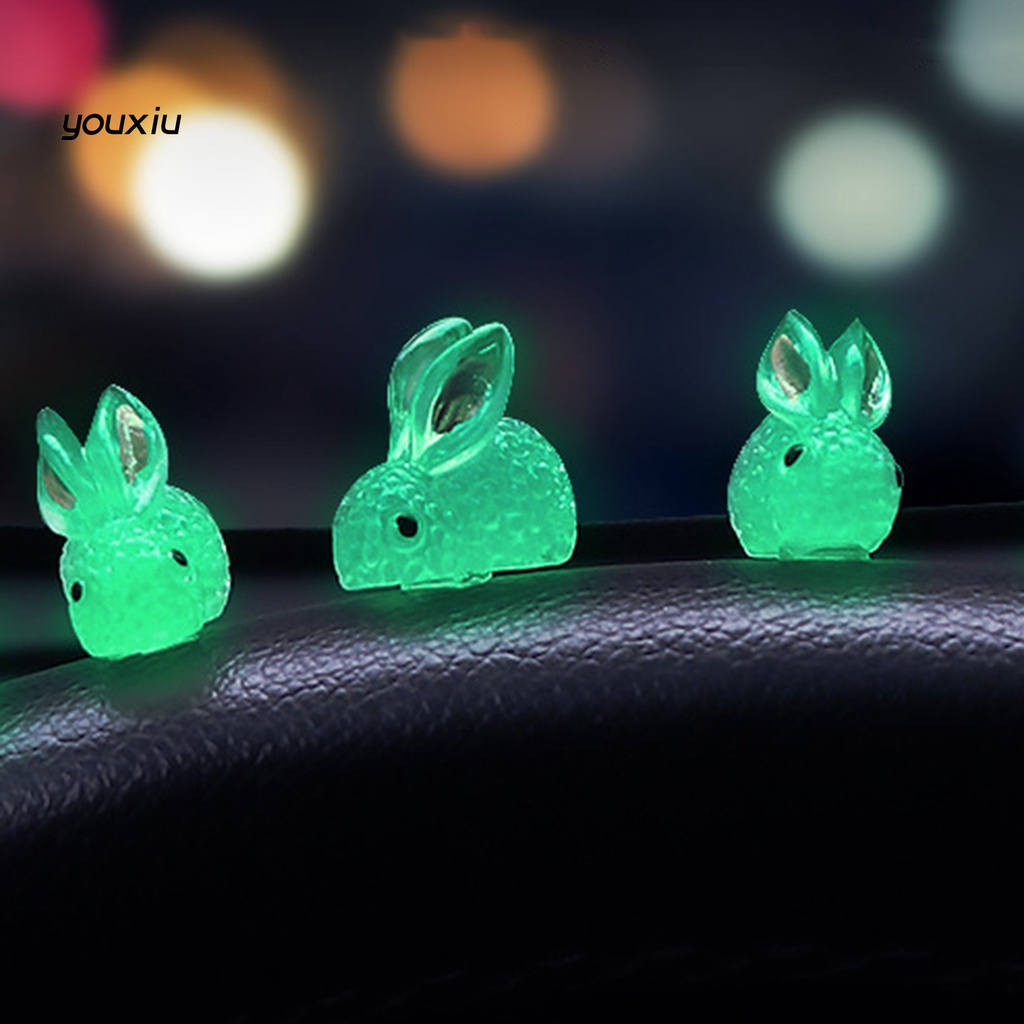 Tượng Thỏ Mini Bằng Nhựa Resin Phát Sáng Trong Đêm Dễ Thương Trang Trí Xe Hơi