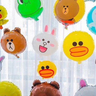 Bóng gia đình lines - bóng nhôm gấu brown, thỏ cony, vịt sally, gấu nâu, vịt vàng, thỏ trắng