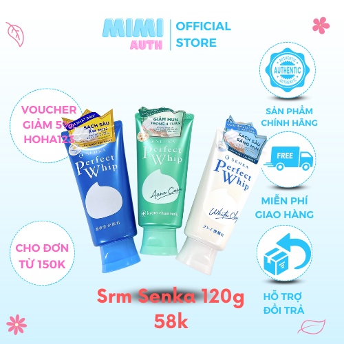 Sữa rửa mặt tạo bọt chiết xuất tơ tằm trắng Senka Perfect Whip 120g