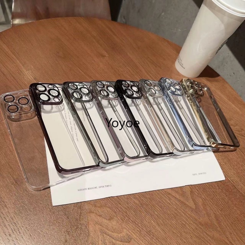 Ốp Điện Thoại gel silica Mềm Trong Suốt Mạ Điện Chống Sốc Thời Trang Đơn Giản Cho iPhone 14 13 12 11 Pro Max Plus