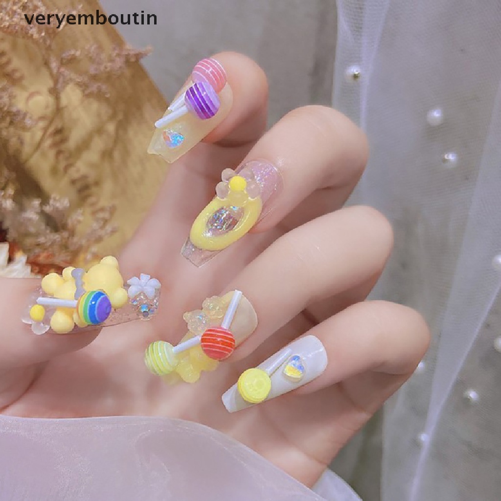 Set 5 Phụ Kiện Trang Trí Móng Tay 3D Hình Kẹo Mút Dễ Thương